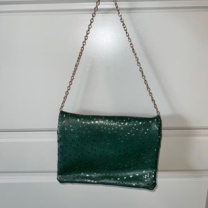 Green Clutch with Gold Chain